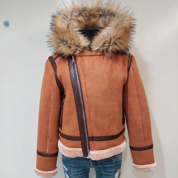 💋STUNNING!💋 FIERCE "Eskimo" Suede & Faux Silver Fox Fur Jacket in Burnt Umber - Picture 11 of 16